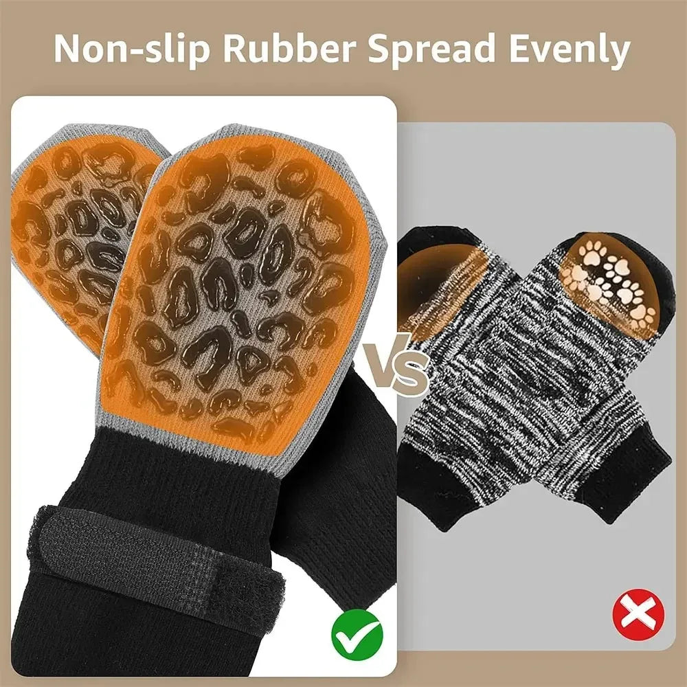 4Pcs Dog Paw Protectors Anti-Slip Boots Adjustable Pet Socks Traction Shoes for Injured Paws Senior Dogs