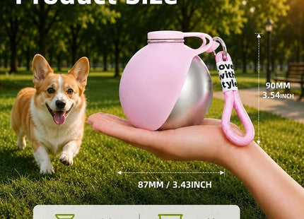 2-in-1 portable stainless steel dog water bottle
