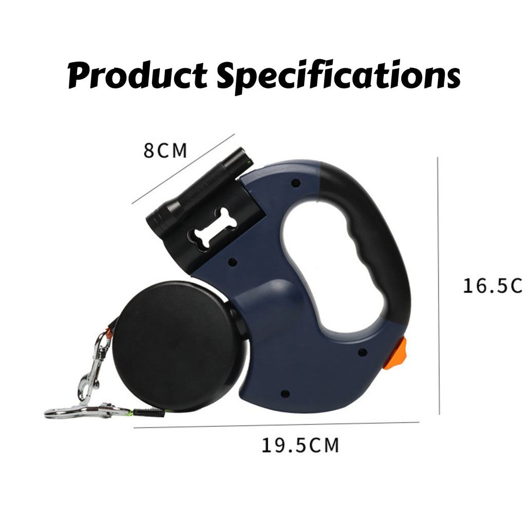 Retractable Dual Dog Leash with LED Light 360 Swivel No Tangle Independent Braking 3M Reflective Leads for Dogs