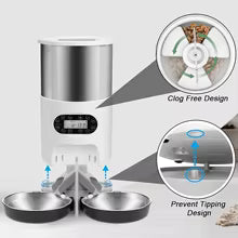Automatic cat feeder stainless steel bowls