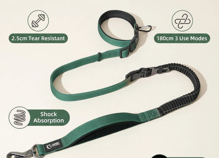Hands-free crossbody dog leash with double handles