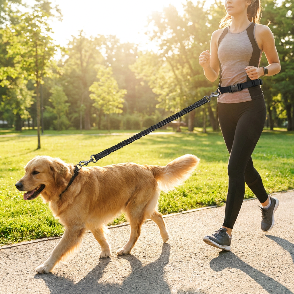 Hands-Free Crossbody Dog Leash with Double Handles